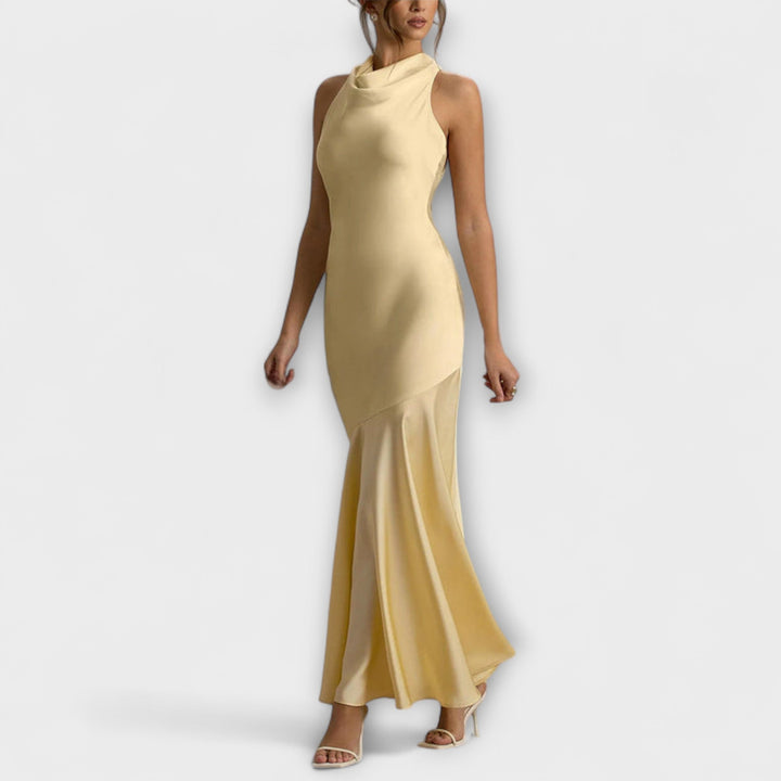 Matilde | Vestido maxi de seda con escote halter