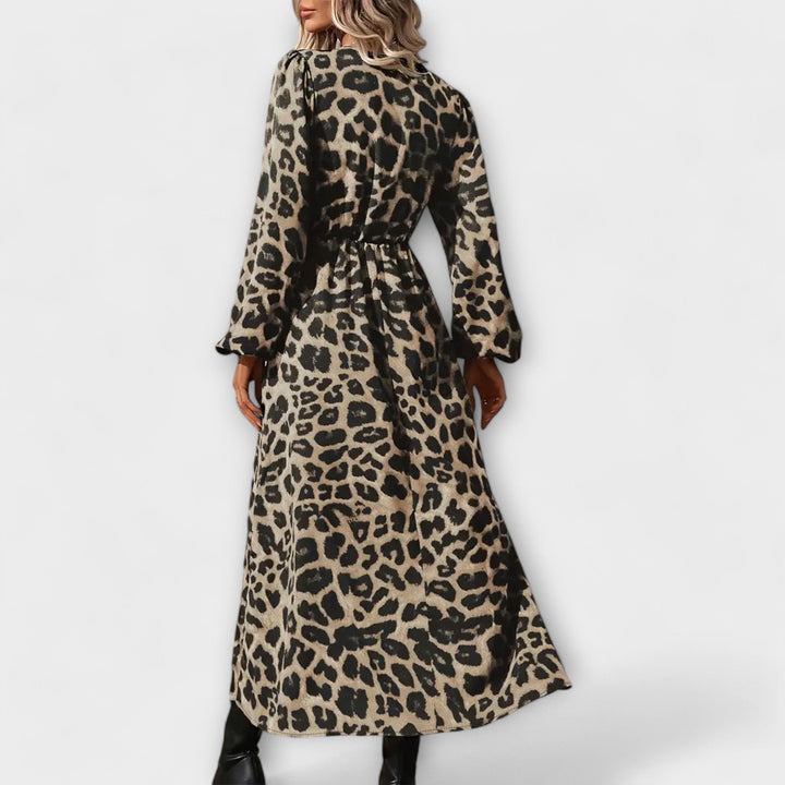 Carolina | Vestido maxi con estampado de leopardo