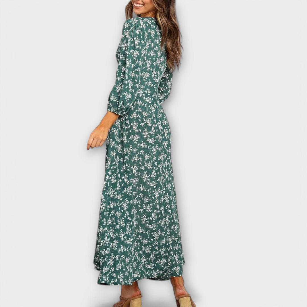 Guadalupe | Vestido maxi floral con botonadura