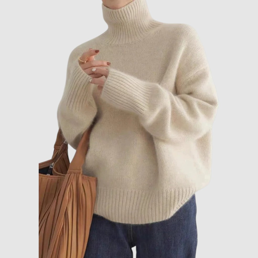 Pilar Sol | Jersey de cuello alto en beige, gris o caqui