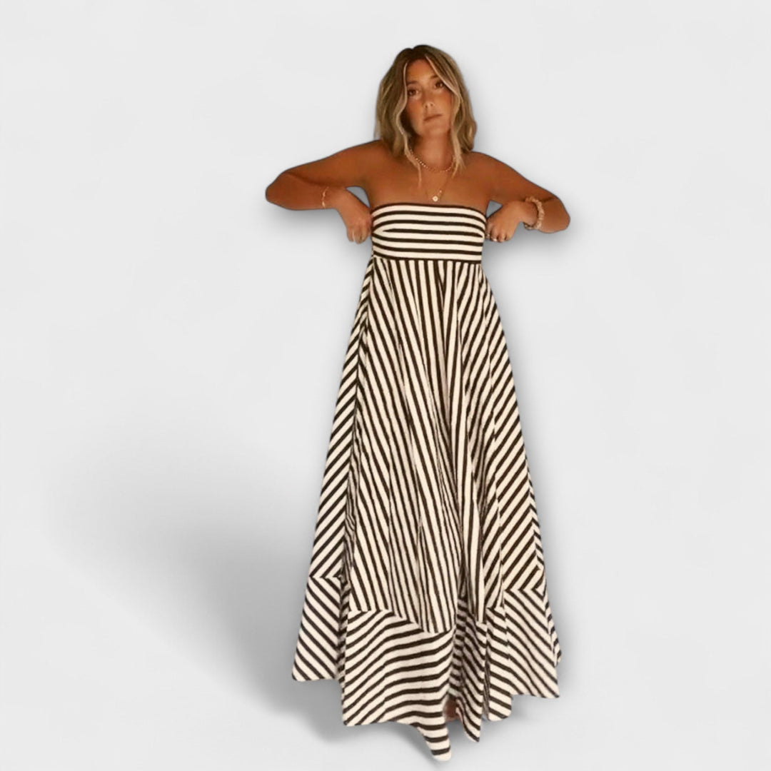 Fabiola | Vestido maxi con volantes en la espalda