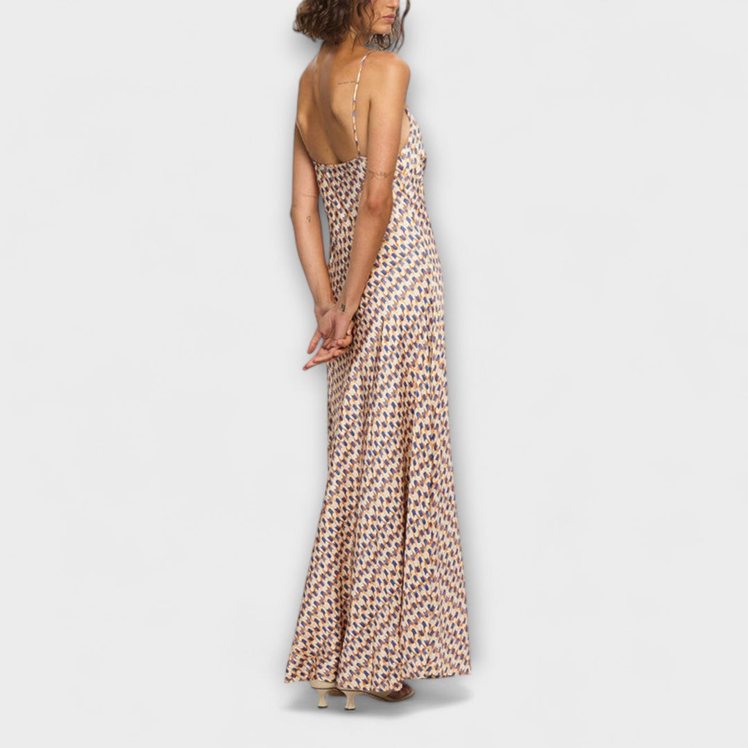 Marcela | Vestido maxi de tirantes con estampado geométrico
