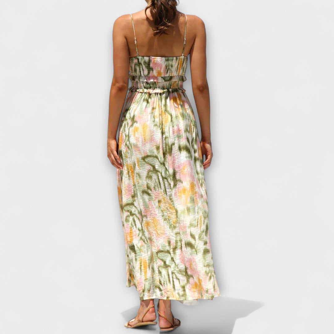 Inés | Vestido maxi estampado de caída fluida