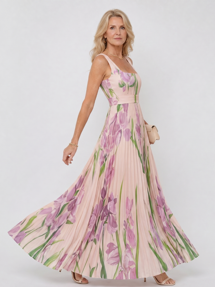 Gloria | Vestido plisado con tulipanes