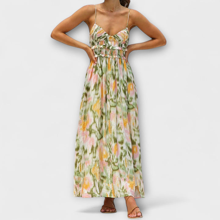 Inés | Vestido maxi estampado de caída fluida