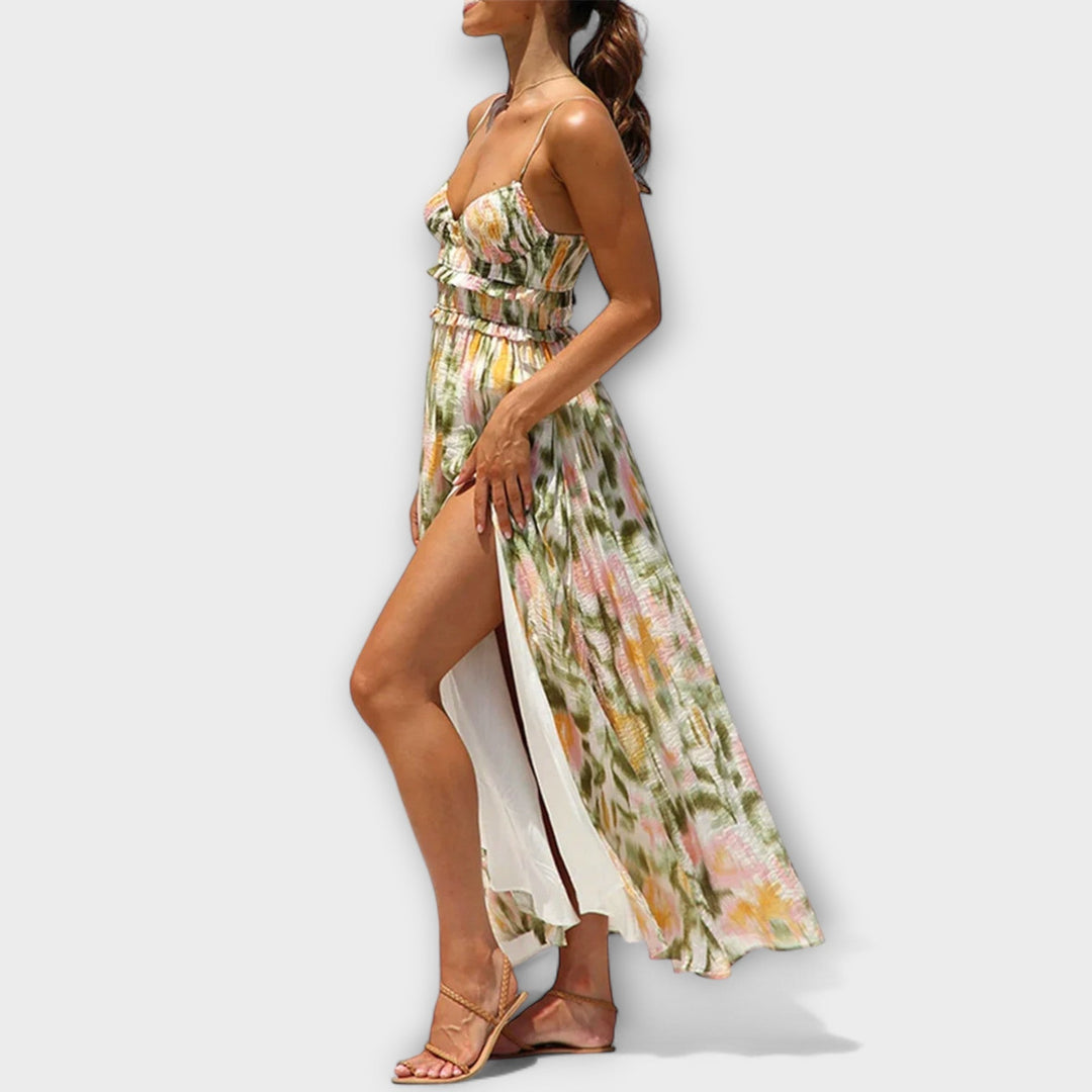 Inés | Vestido maxi estampado de caída fluida