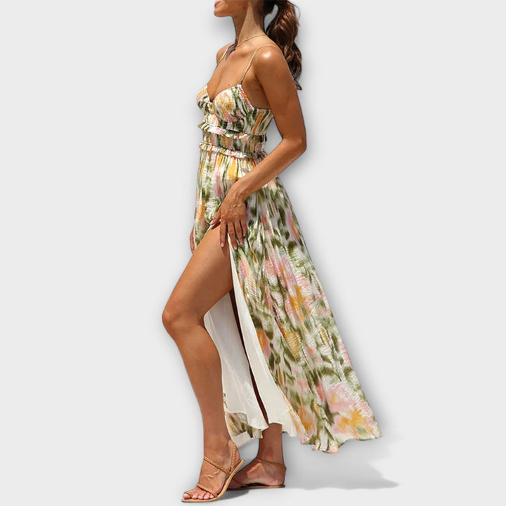Inés | Vestido maxi estampado de caída fluida