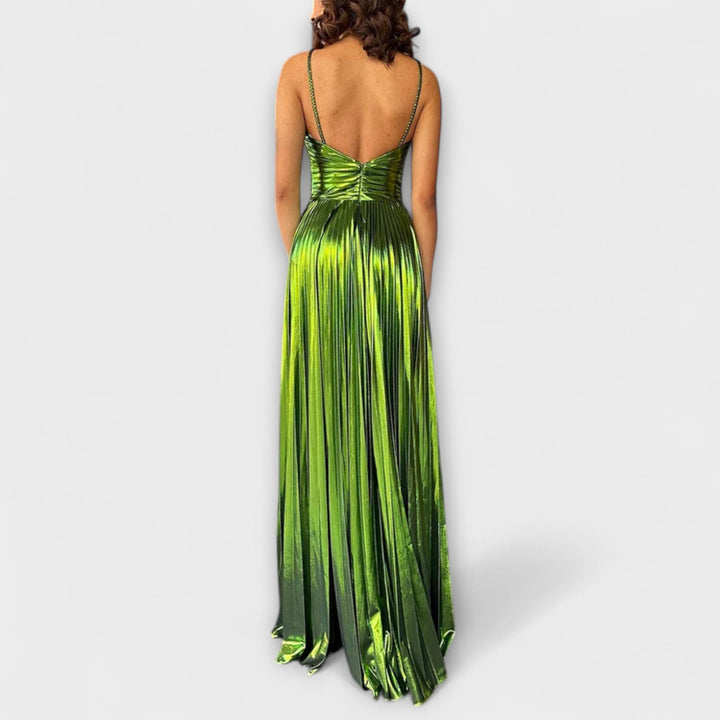 Daniela | Vestido maxi de tejido metalizado