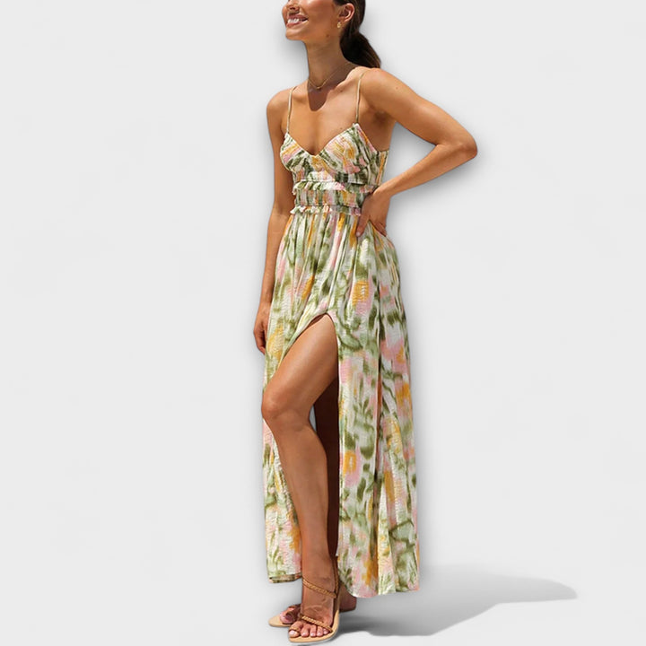 Inés | Vestido maxi estampado de caída fluida