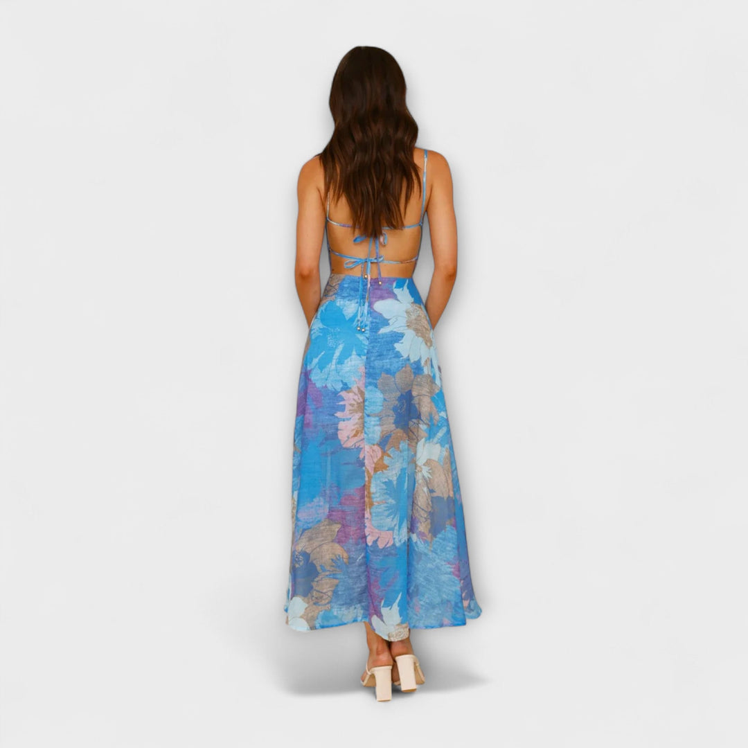 Olga | Vestido maxi floral con escote pronunciado