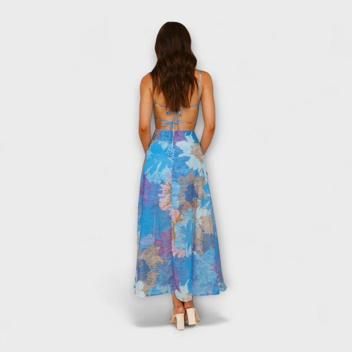 Olga | Vestido maxi floral con escote pronunciado