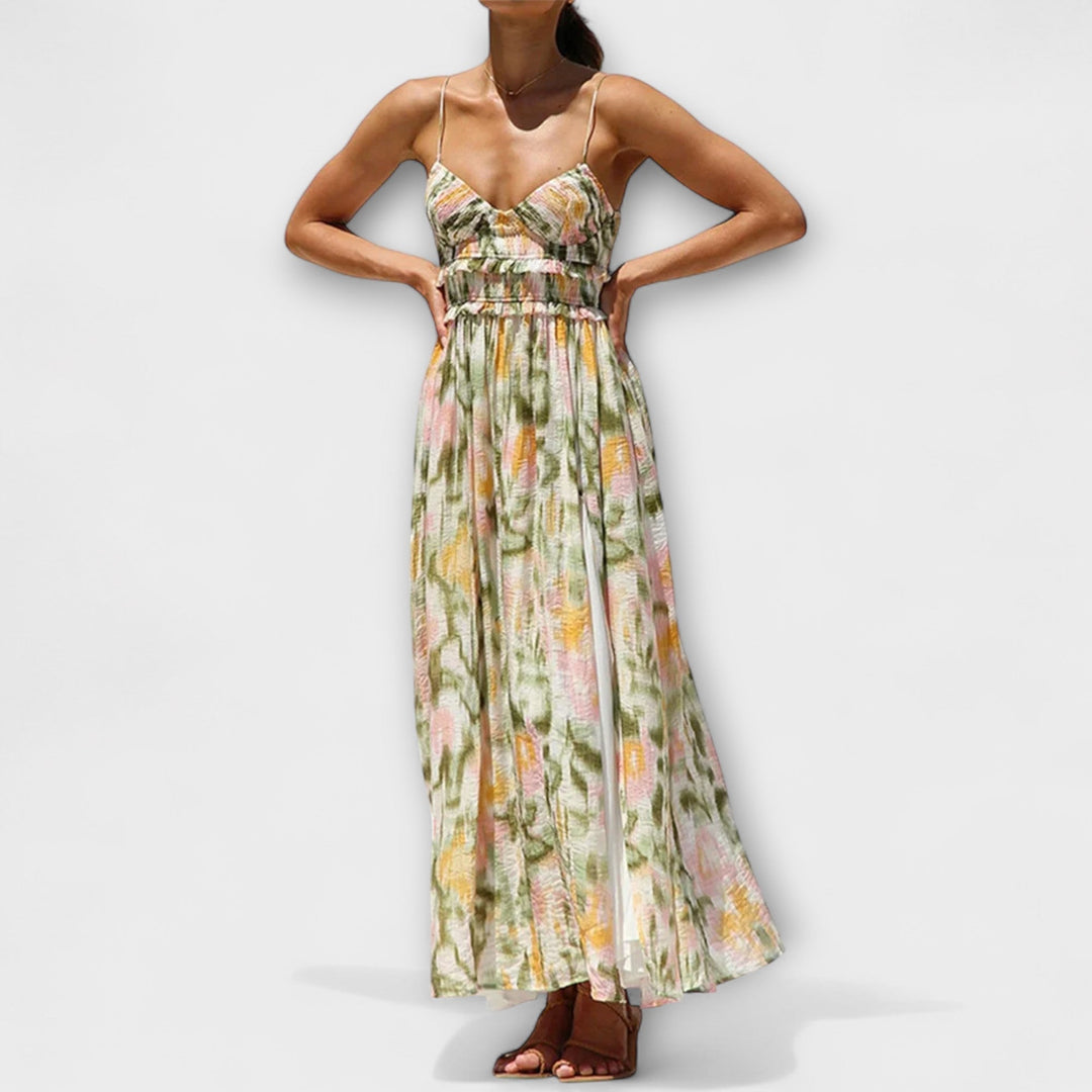 Inés | Vestido maxi estampado de caída fluida