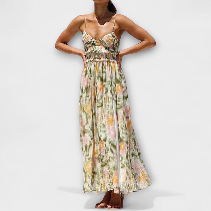 Inés | Vestido maxi estampado de caída fluida