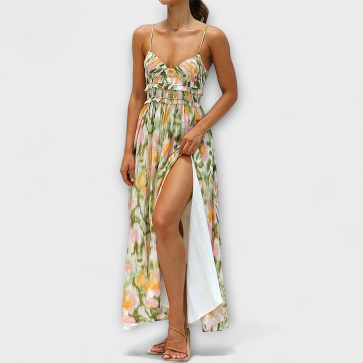 Inés | Vestido maxi estampado de caída fluida