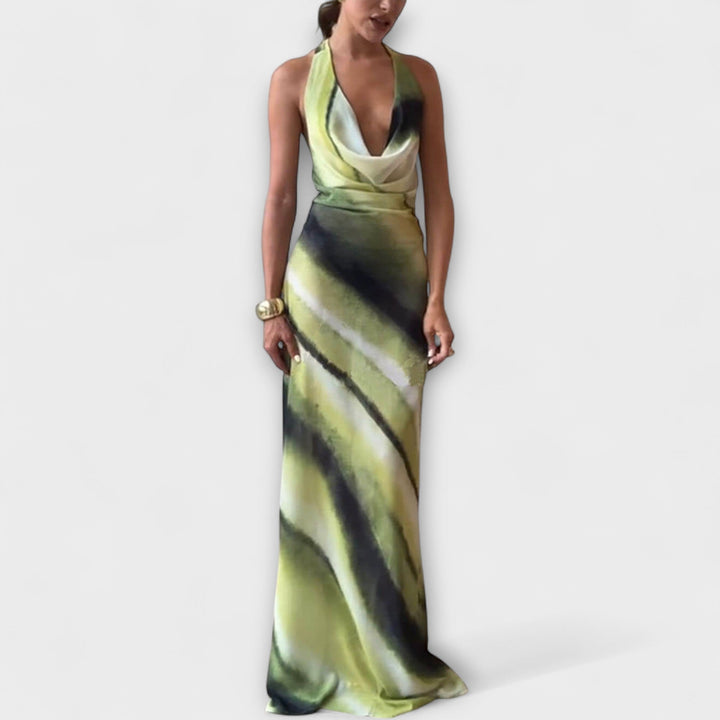 Sonia | Vestido maxi en degradado con chal