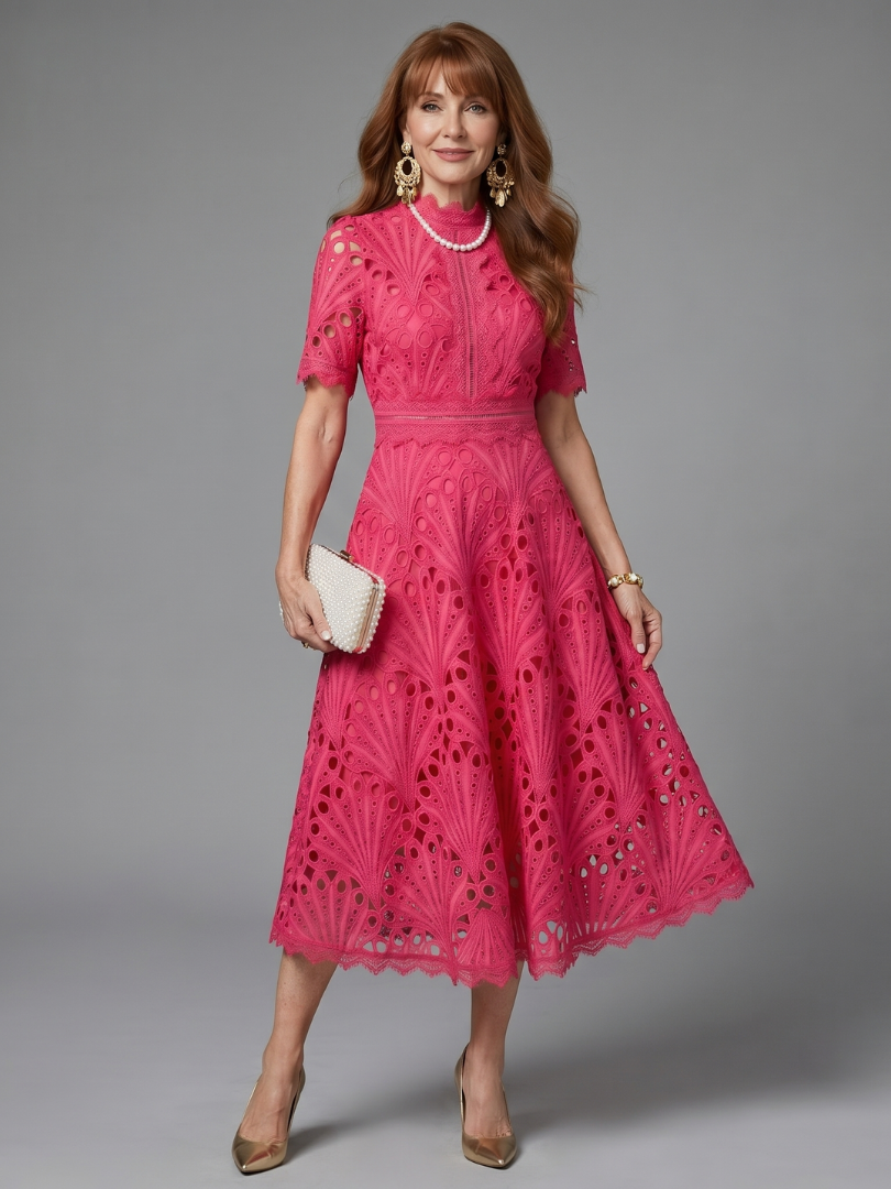 Luisa | Vestido de encaje en rosa