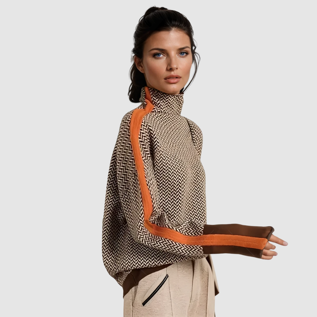 Udane | Jersey de cuello alto con rayas en contraste