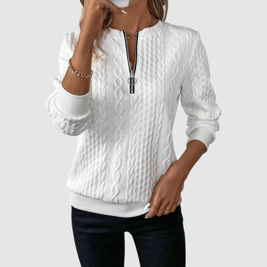 Rosalba | Jersey de punto trenzado con cremallera