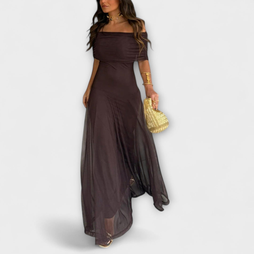 Marta | Vestido maxi de un hombro en georgette