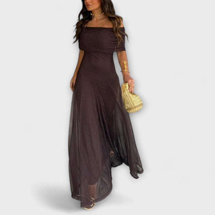 Marta | Vestido maxi de un hombro en georgette