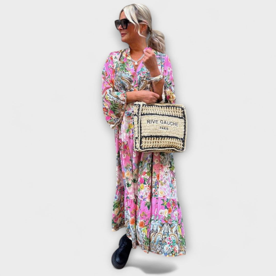 Sofía | Vestido maxi floral en rosa