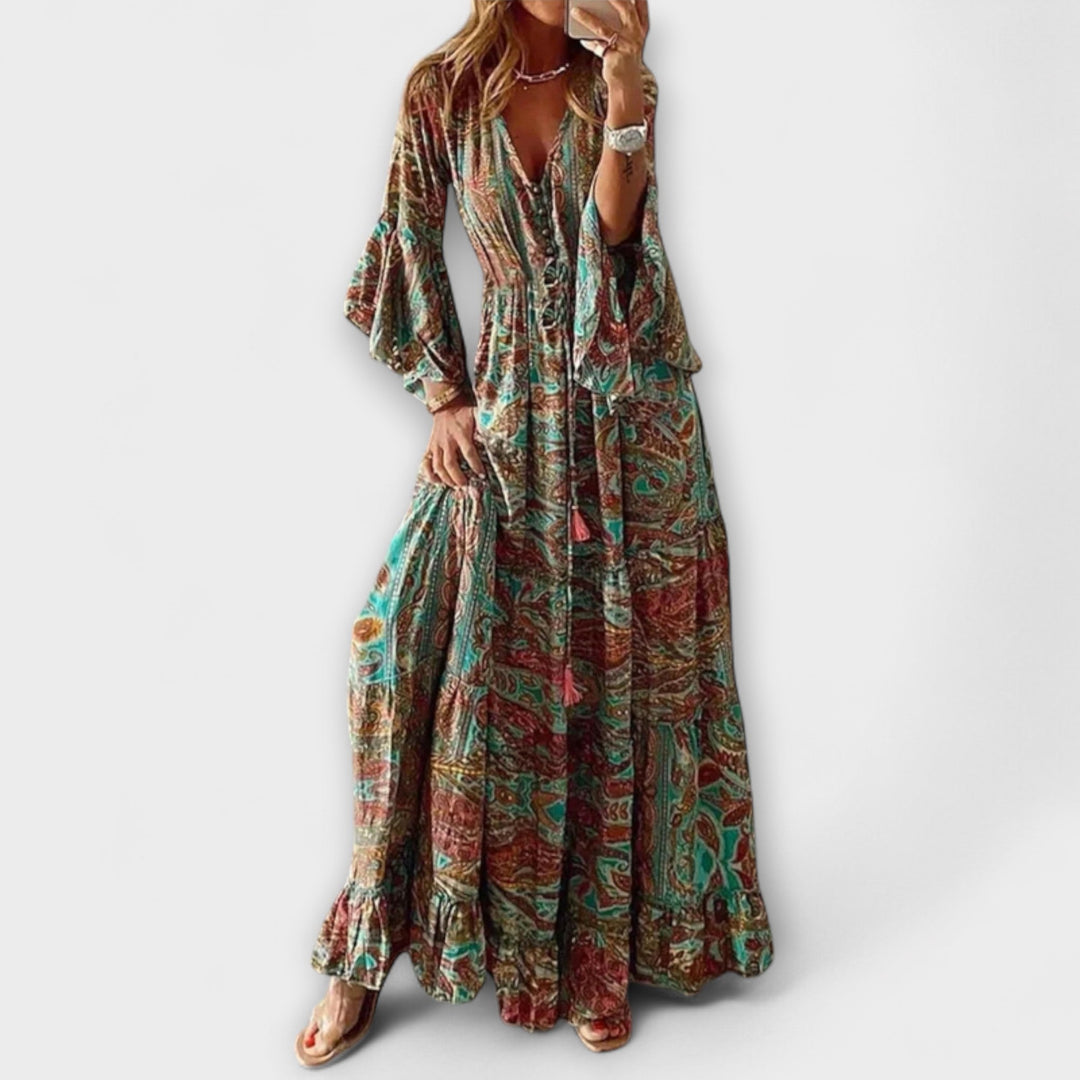 Josefina | Vestido maxi con estampado vibrante