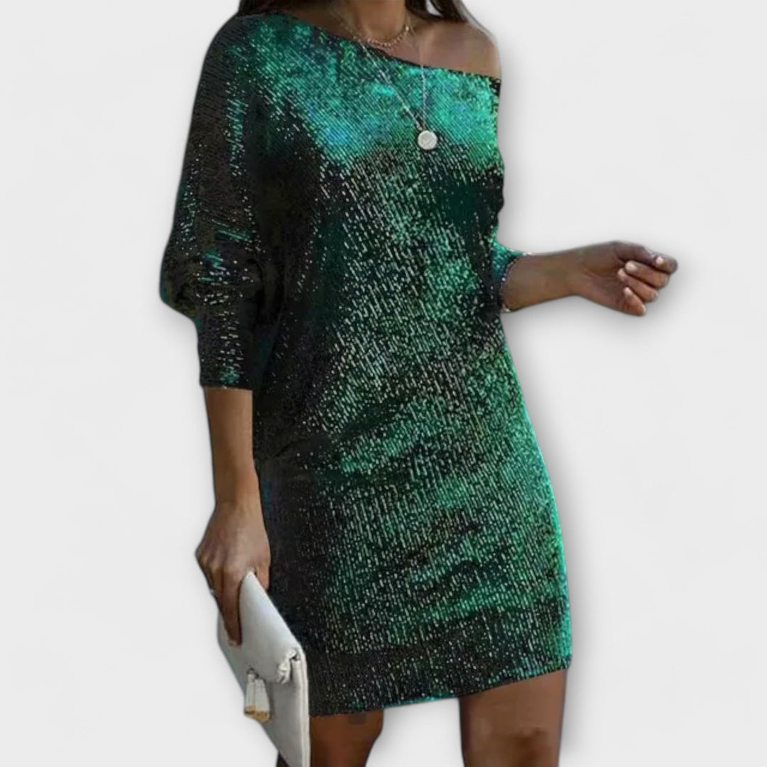Candela | Vestido corto de fiesta con lentejuelas en contraste