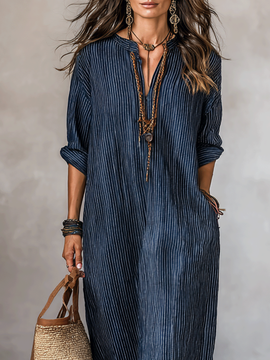 Dafne | Vestido largo en azul índigo