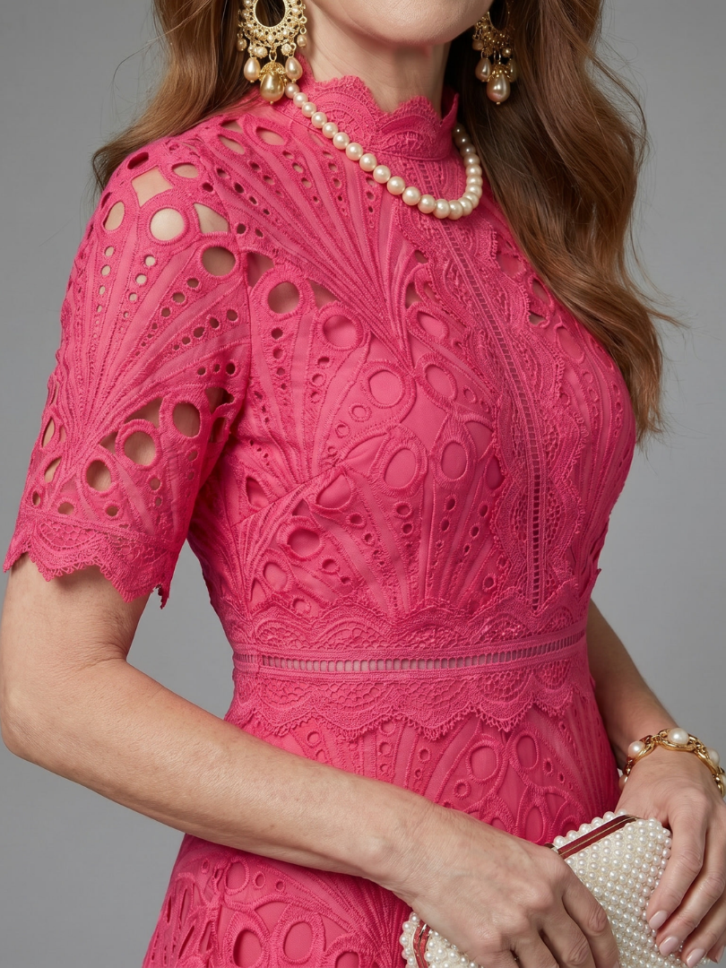 Luisa | Vestido de encaje en rosa