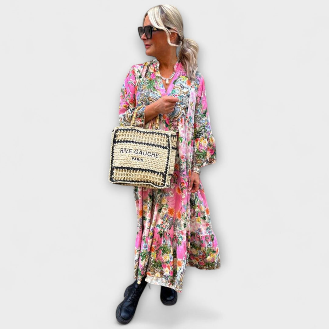 Sofía | Vestido maxi floral en rosa