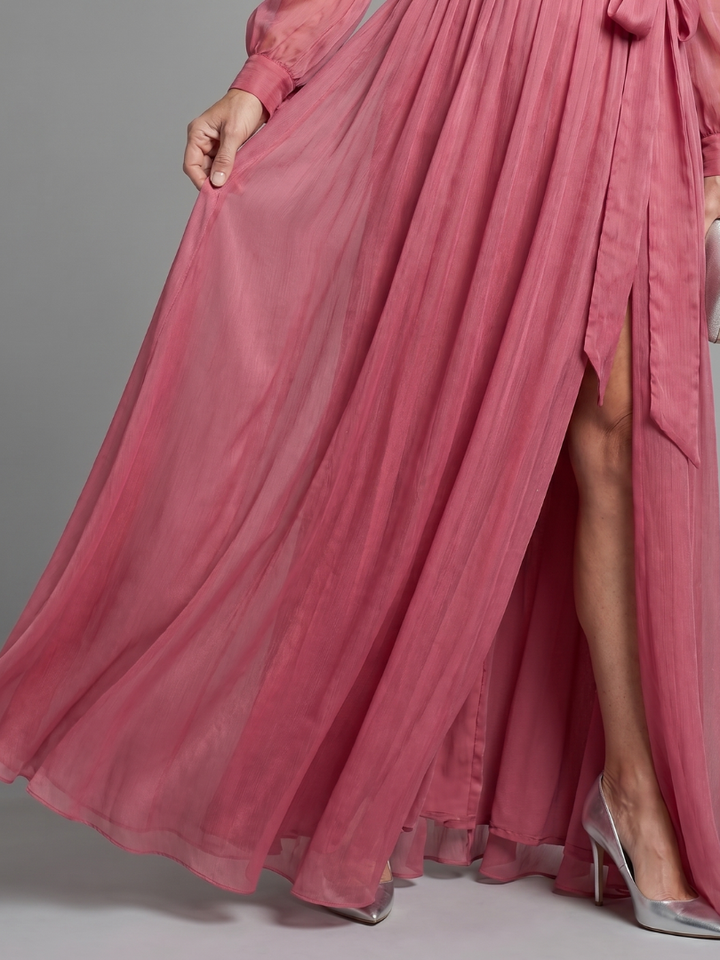 Margarita | Vestido largo en rosa palo con cinturón