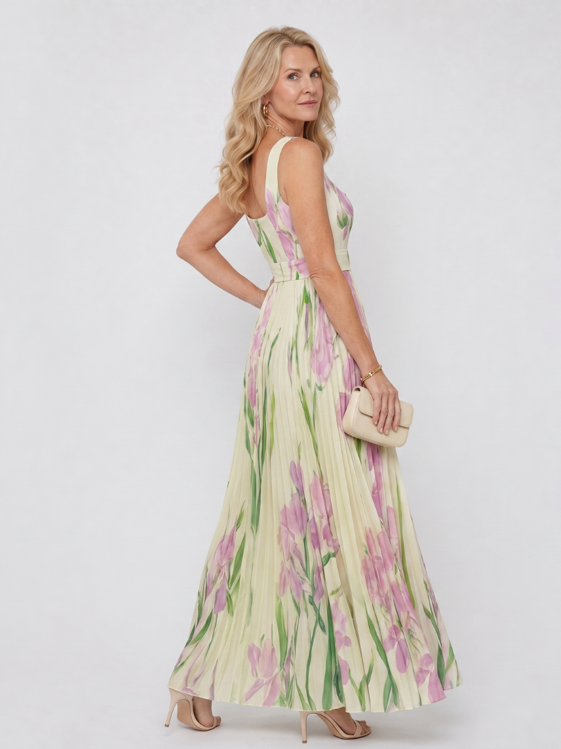 Gloria | Vestido plisado con tulipanes