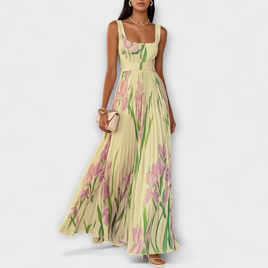 Araceli | Vestido maxi de gasa con estampado floral
