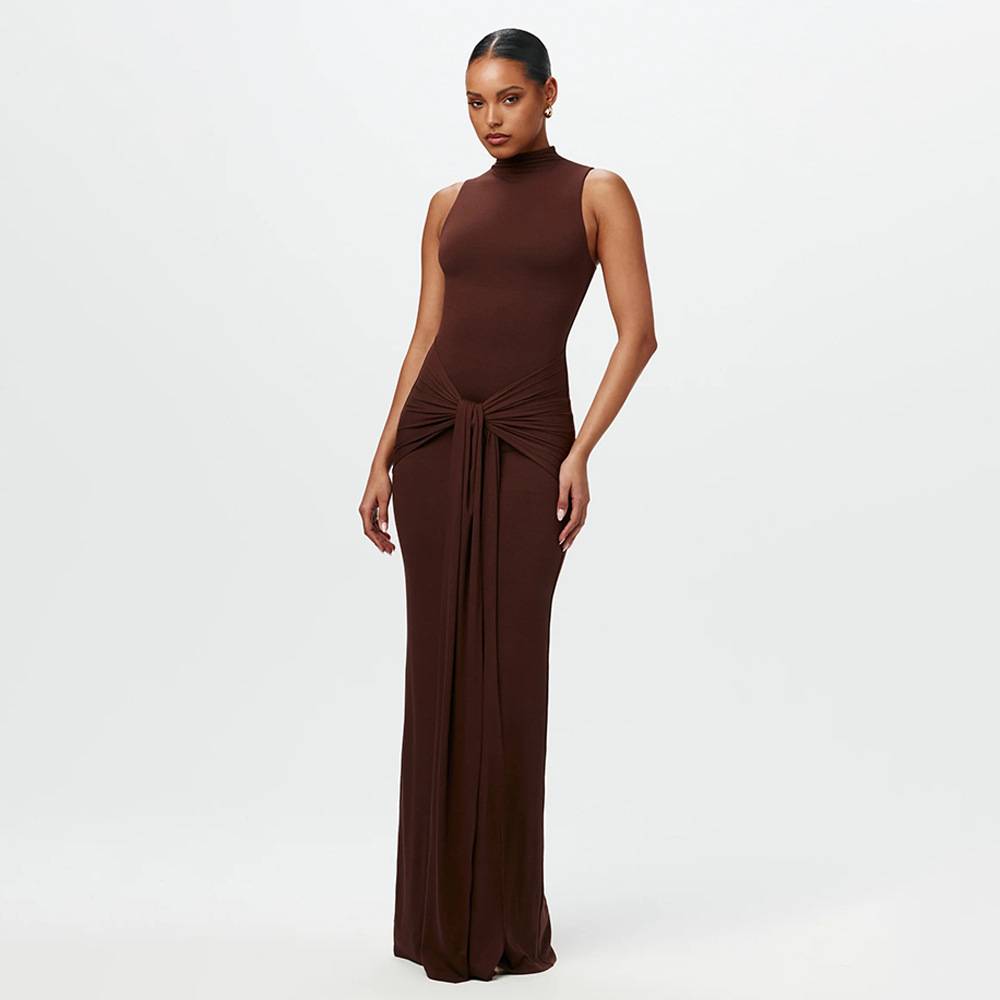 Margarita | Vestido maxi de gasa con nudos