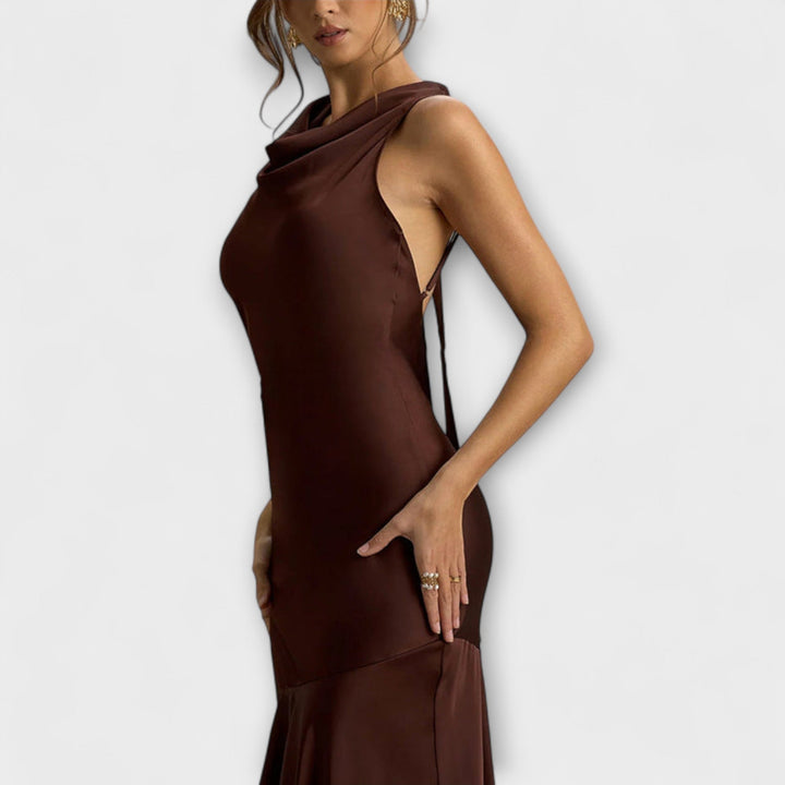 Matilde | Vestido maxi de seda con escote halter