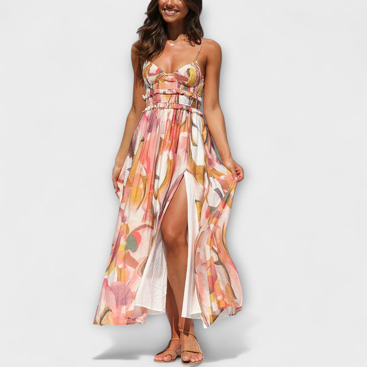 Inés | Vestido maxi estampado de caída fluida