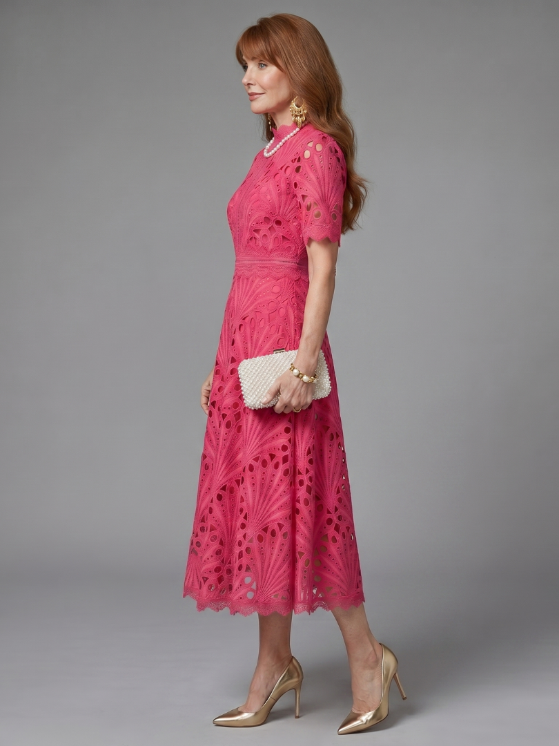 Luisa | Vestido de encaje en rosa