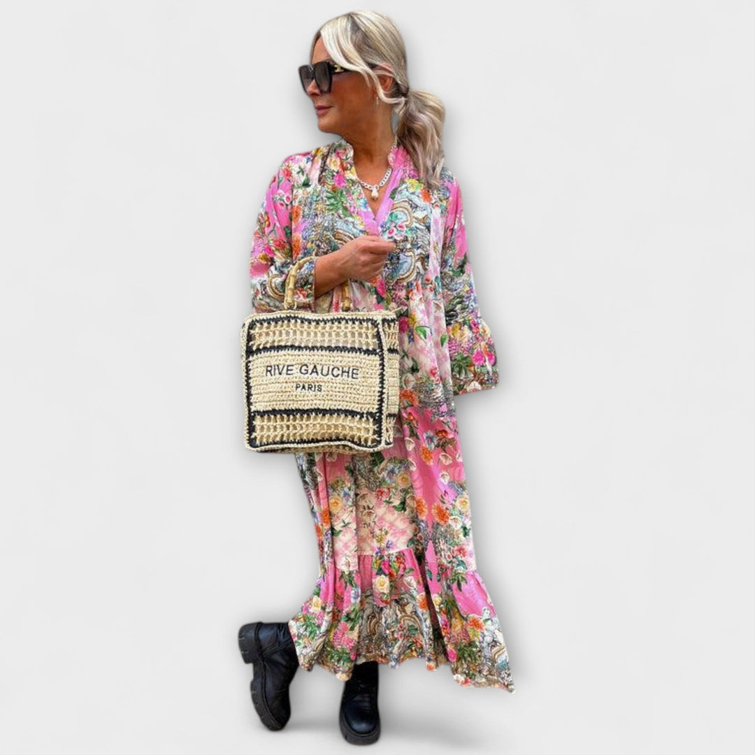 Sofía | Vestido maxi floral en rosa