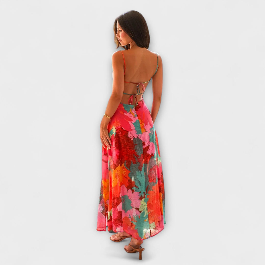 Olga | Vestido maxi floral con escote pronunciado