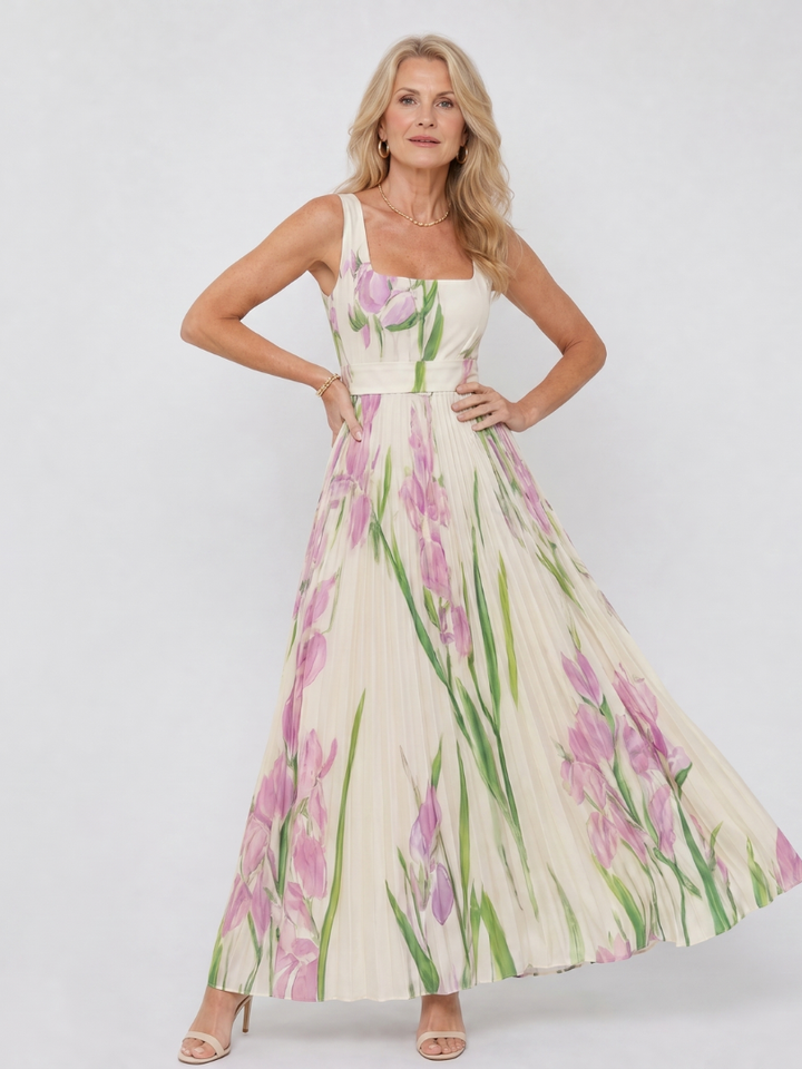 Gloria | Vestido plisado con tulipanes