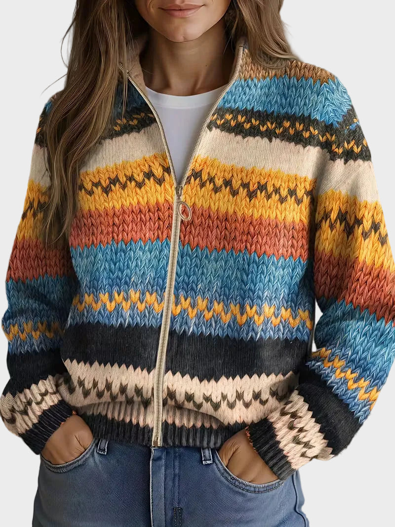 Trinidad | Cárdigan con cremallera y zigzag multicolor