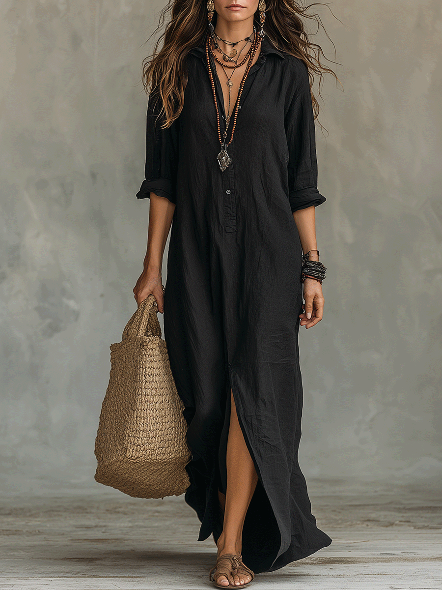 Salomé | Vestido camisero largo con botones