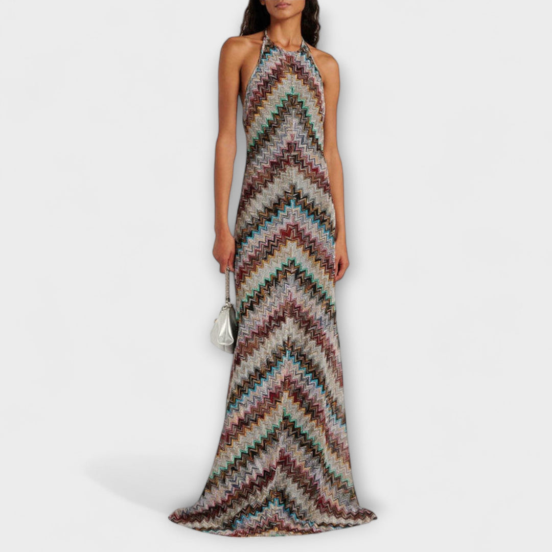 Inmaculada | Vestido maxi de punto con espiga multicolor