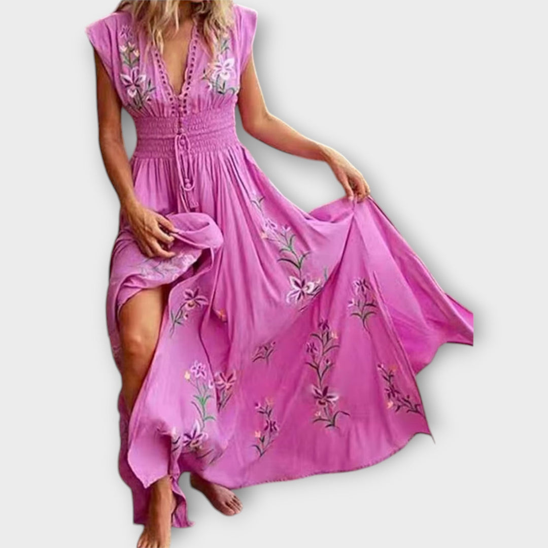 Candela | Vestido maxi boho con bordado