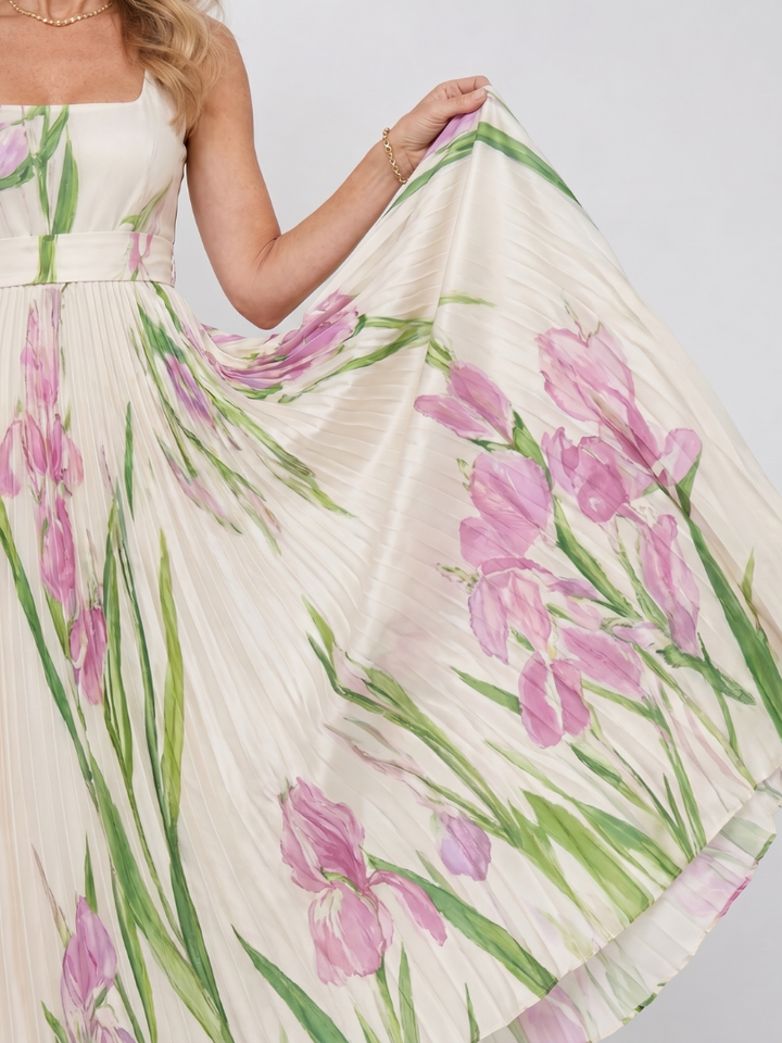 Gloria | Vestido plisado con tulipanes
