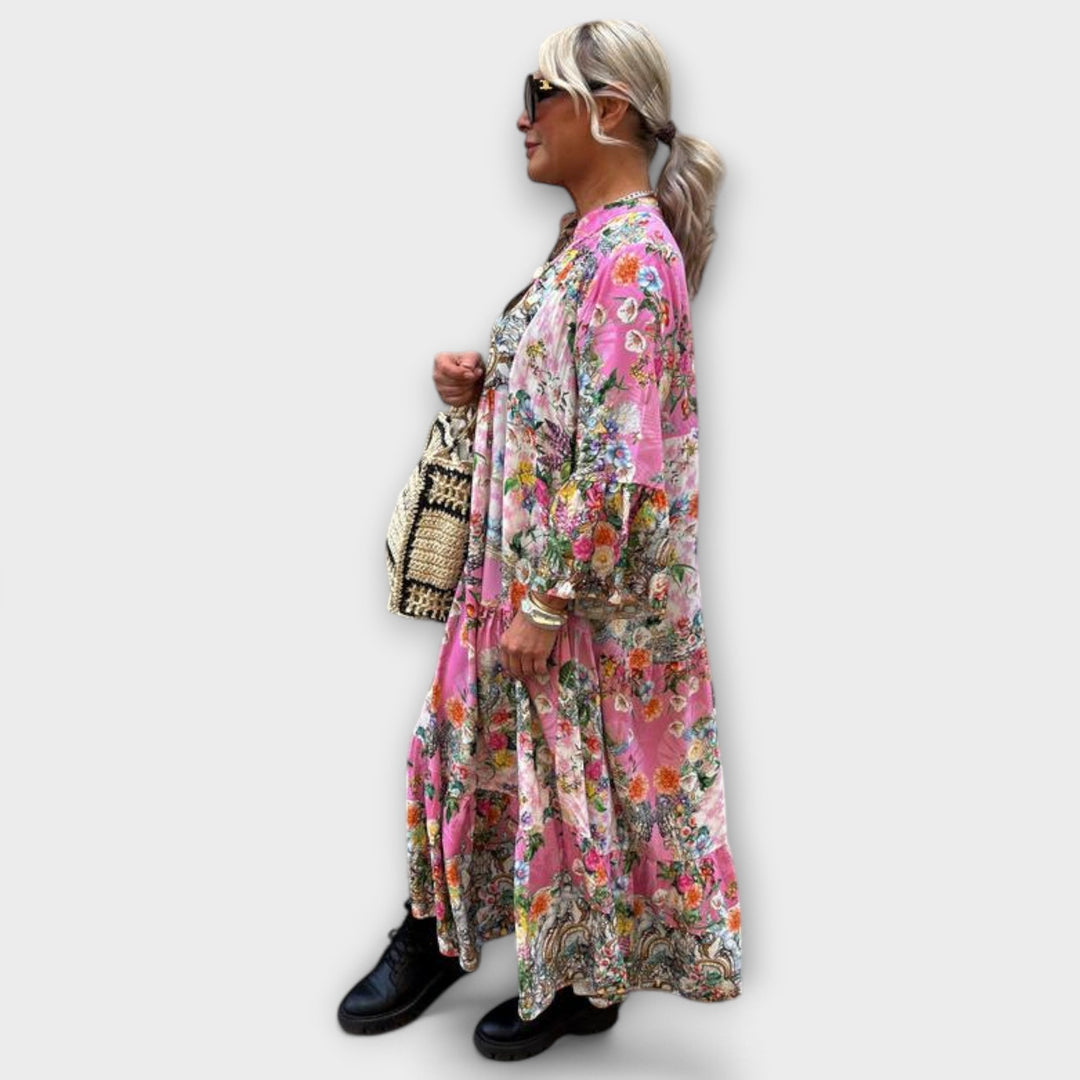 Sofía | Vestido maxi floral en rosa