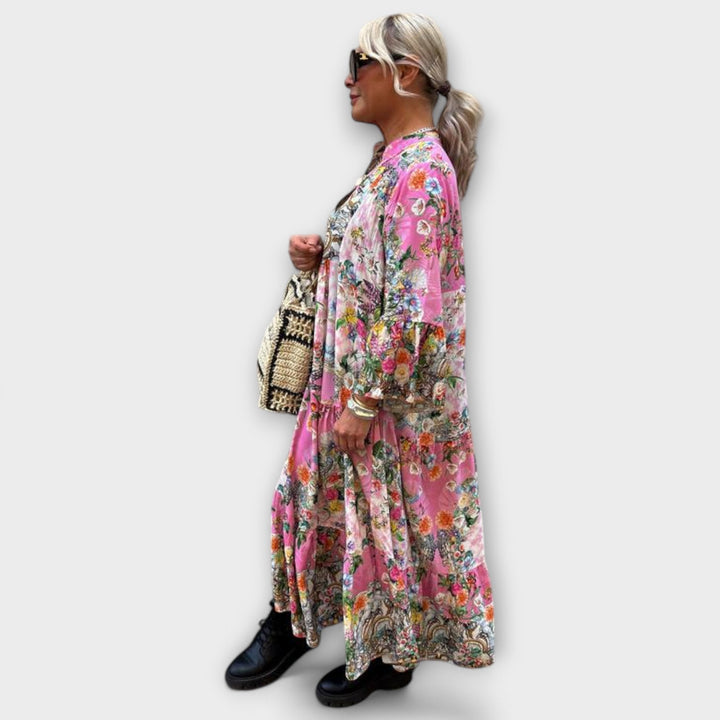 Sofía | Vestido maxi floral en rosa