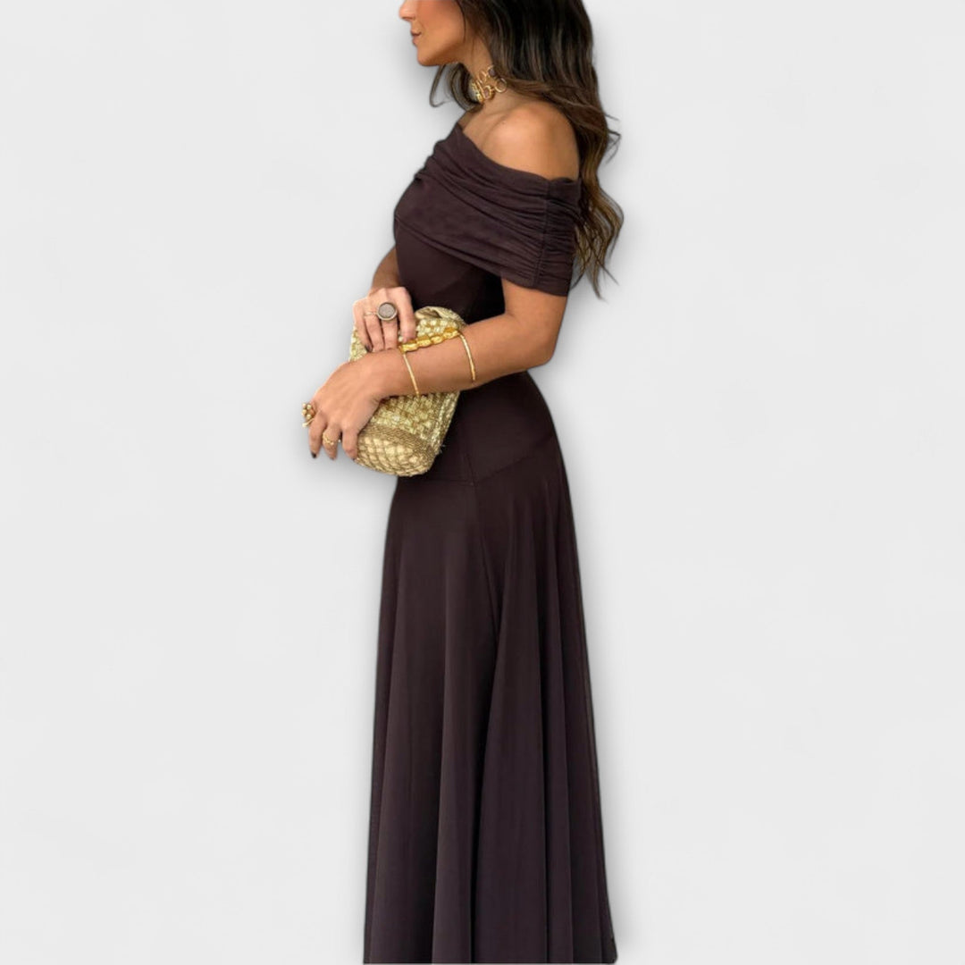 Marta | Vestido maxi de un hombro en georgette