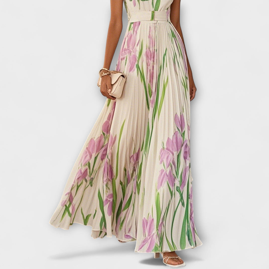 Araceli | Vestido maxi de gasa con estampado floral