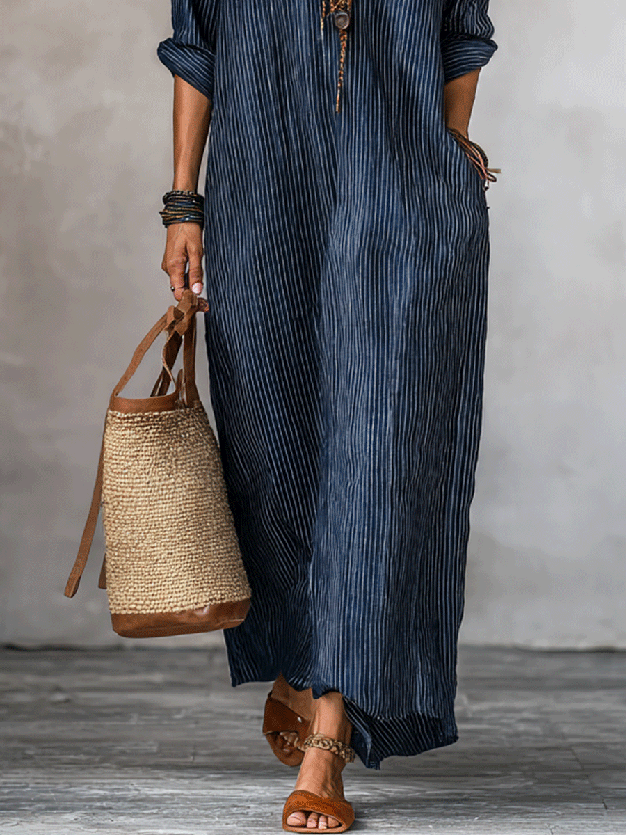 Dafne | Vestido largo en azul índigo